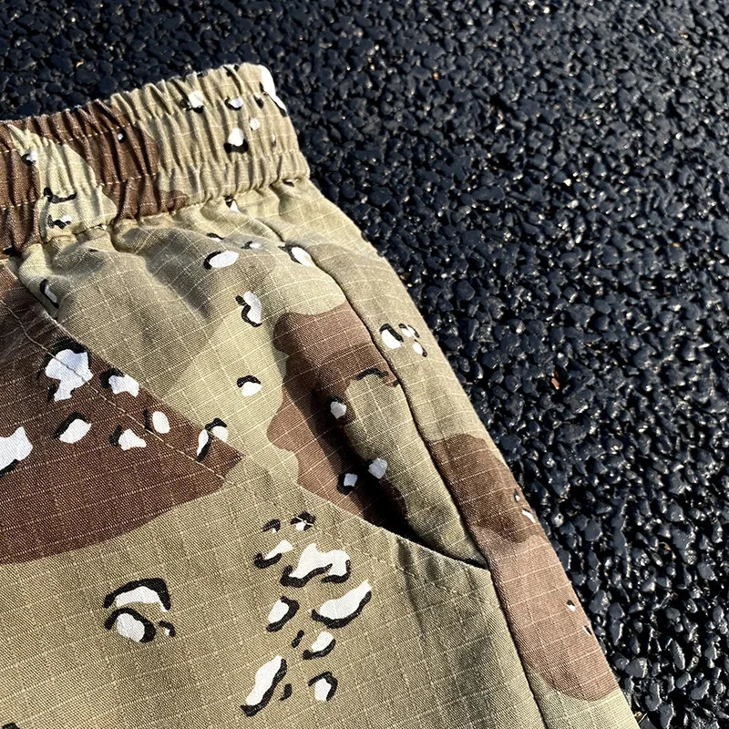 Streetwear high-quality multi pocket functional cargo pants mens womens brushed oversized desert camouflage jacket 240924