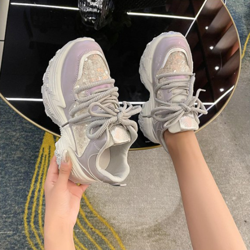 Ddmybear Shining Dad Women's 2024 Spring New Fashionable Lace Up Sponge Cake Thick Bottom Height Increasing Casual Sports Shoes Chinese Brand Sho