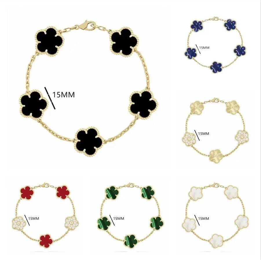 Clover Bracelet For Men and Women Luxury Designer jewelry Four Leaf Bracelets 18K Gold Silver Plate Agate Diamond Fashion Charm Chain Wedding Gift Party TYJ0331