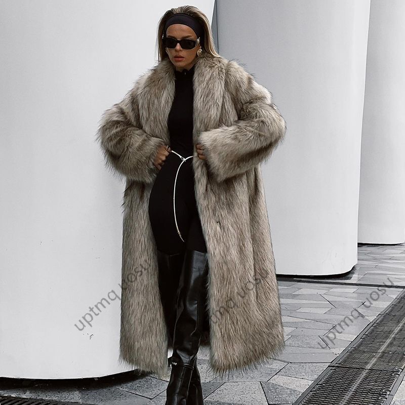 Furry Overcoat Long Faux Fur Coat Winter Clothes Women 2024 Fashion Stunning Iconic Natural Color Fuzzy Parka Outwear