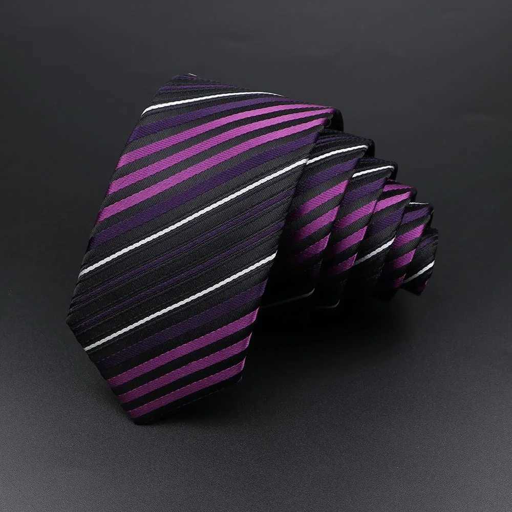 Mens classic tight striped collar red navy blue tie jacquard woven solid flat dot tie daily wear tie wedding party gift Y240925