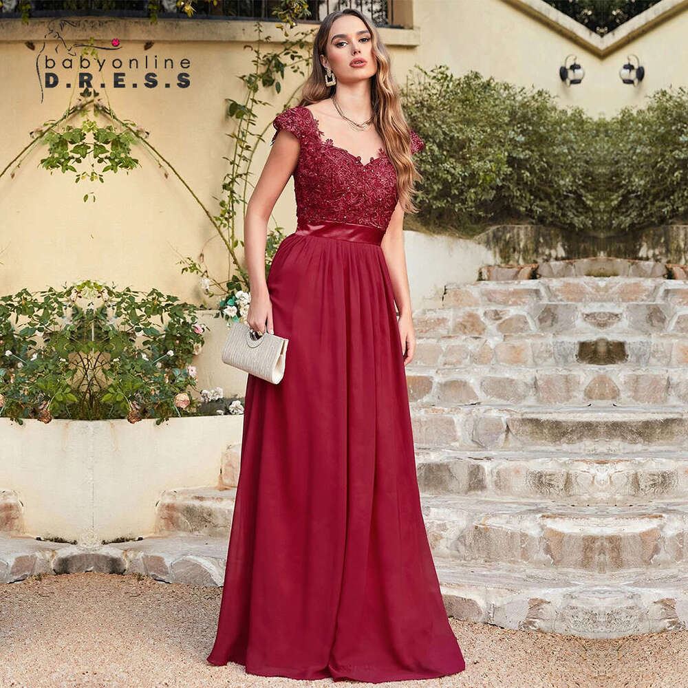 Baby Bury Bridesmaid Dresses Beading Pearls Bodice Chiffon A e Skirt Maxi Gown Party CPS233