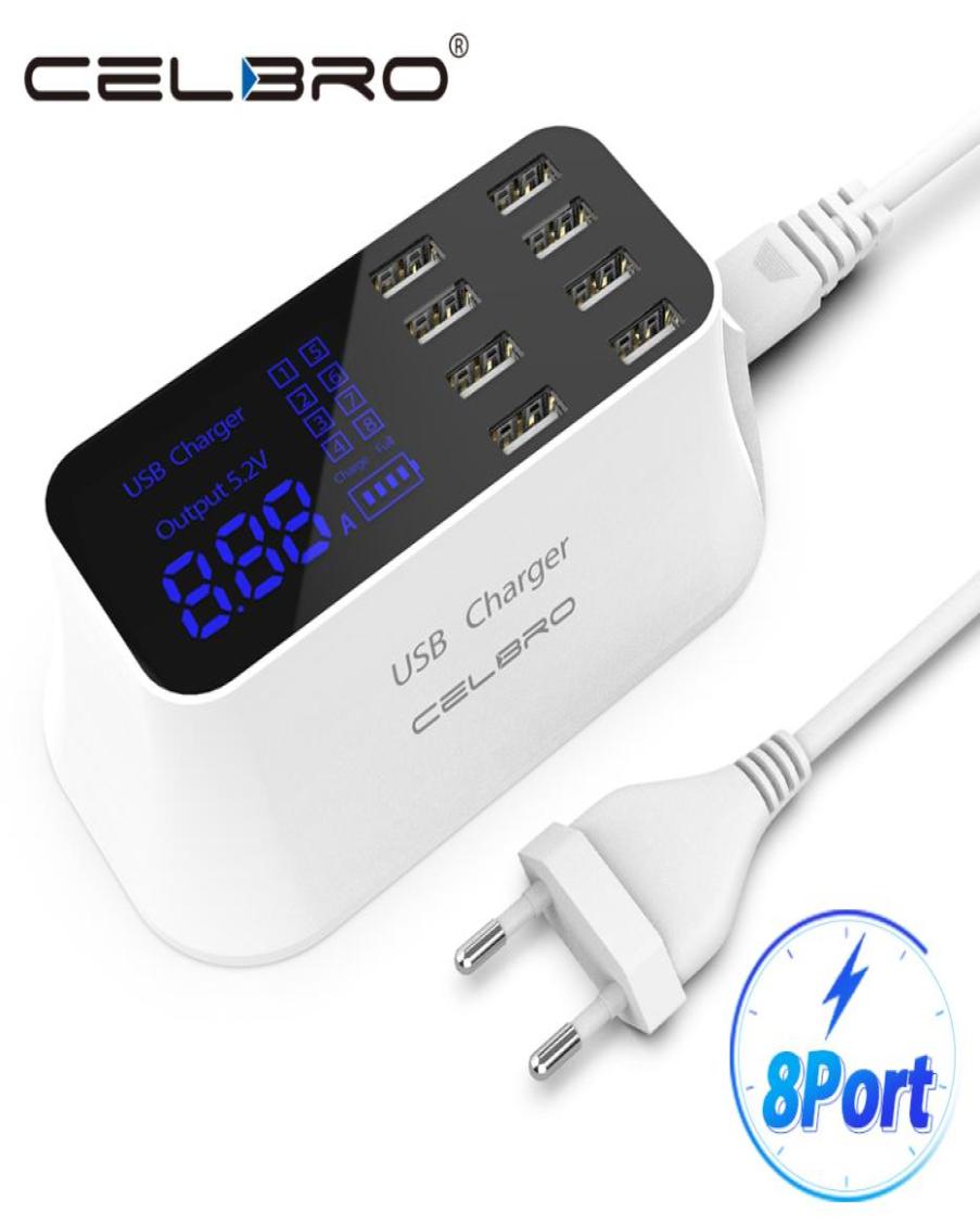 8 Port Wall Usb Hub Charger Adapter 8a Multiple For Mobile Phone Led Desktop Charging Station Base Eu Us Uk Plug4363669