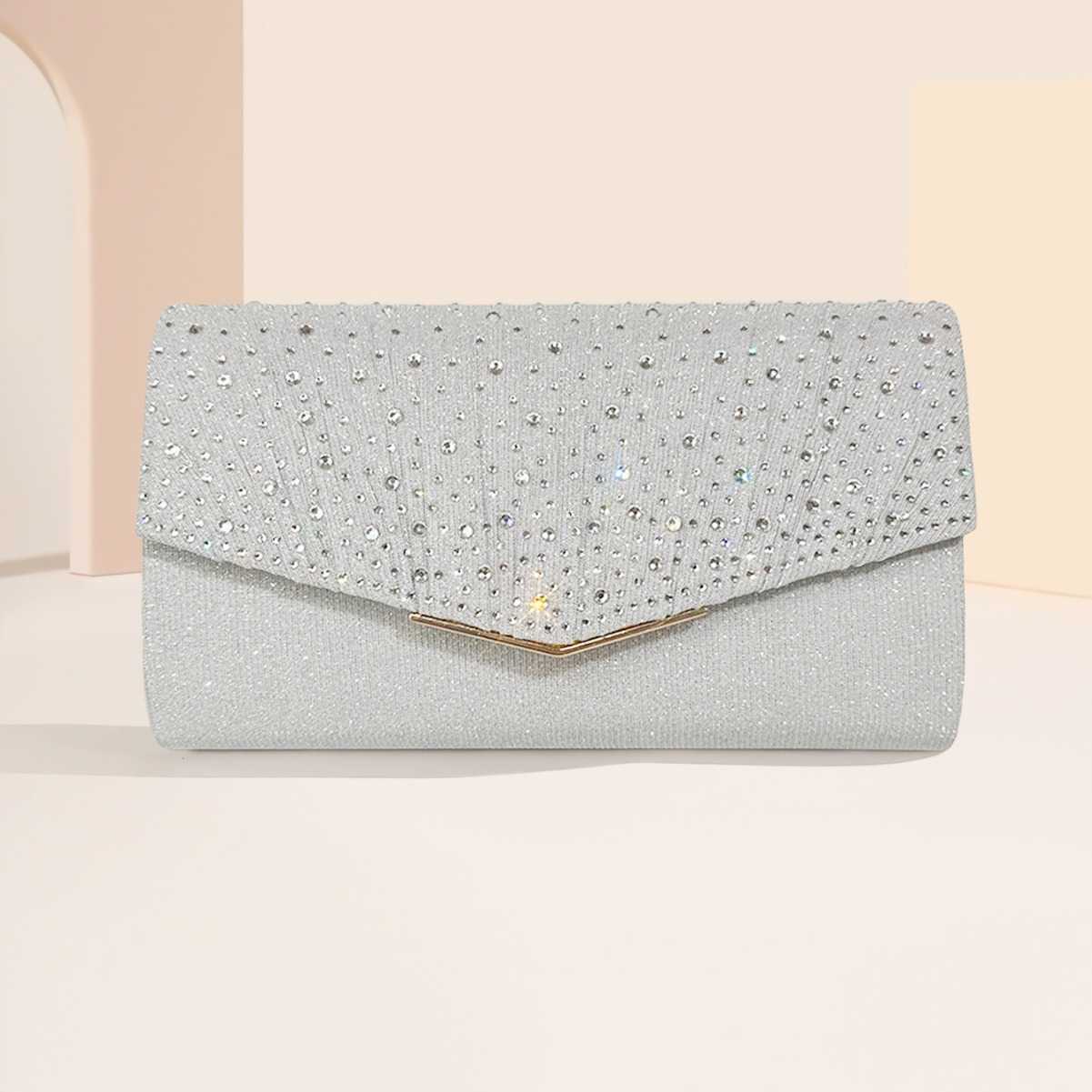 Clutch Bag Ladies Dinner Handbag Wrinkled Diamond Designer Bag Dress Crossbody Bag 240920