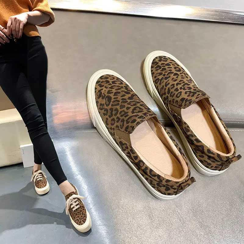 Sneakers Women Designer Leopard Sneaker for Slip on Casual Comfy Flat Shoes Woman Loafers atos De Mujer M240
