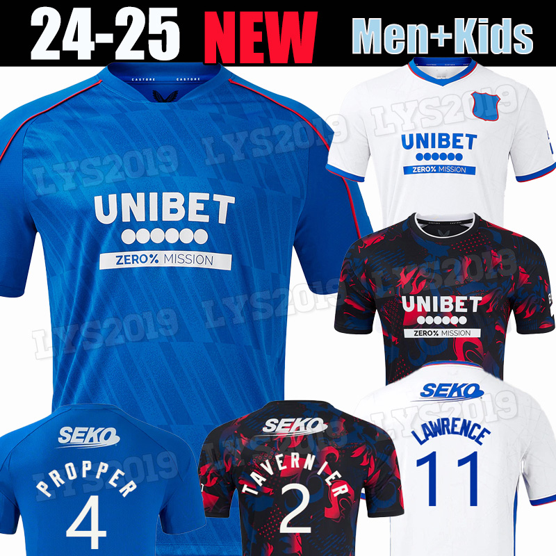 24 25 Rangers Soccer Jerseys 2024 2025 Away Glasgow TAVERNIER CORTES LAWRENCE BARRON PROPPER DESSERS CERNY DIOMANDE Football Shirt Men Kids Kit
