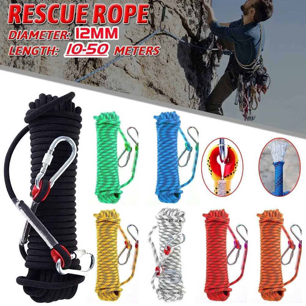 10-50M 12MM Climbing Rope Outdoor Emergency Set Static Rescue Rock Climbing Tree Pole Sling High Strength Rope Safety Rope CL240926
