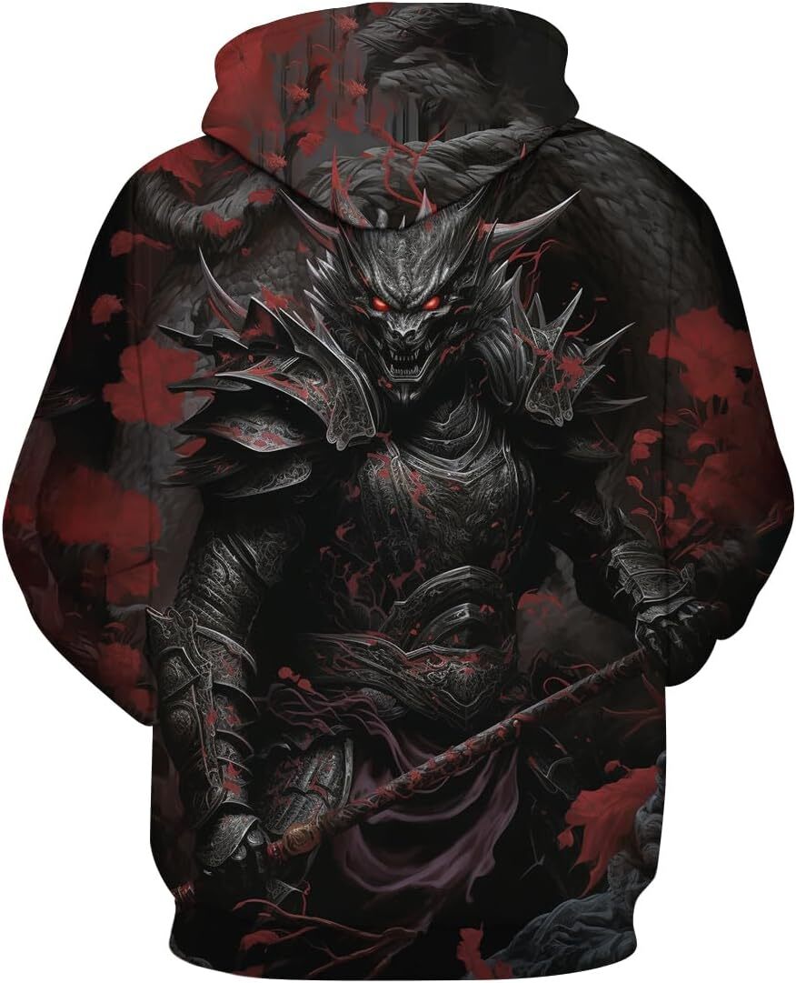 Hoodie for Mens Womens Novelty Samurai Graphic Hoodies For Men Cool 3D Print Pocket Sweatshirt Pullover Graphic Hoodies sweatshirt Pullover Long Sleev