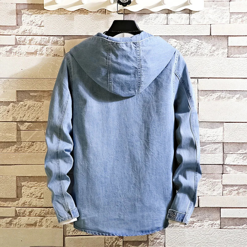 HOHO Mens Spring Denim Jacket Hooded Youth 240921