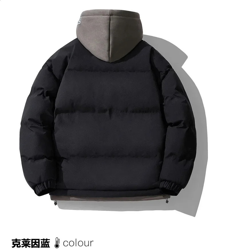 Basic Hooded Trendy Cotton Jacket for Men Winter Trendy Couple Loose Fitting Jacket for Winter Vacation Two-piece Jacket 240914