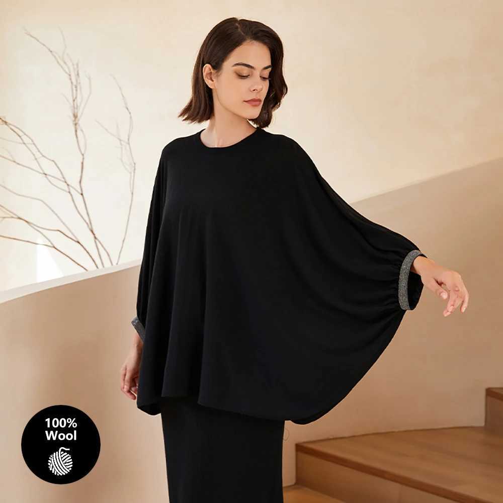 BC-328 oversized clothing 3/80Nm 100% Merino wool batwing sleeve sweater womens loose plus size knitted jumper sweater W240925
