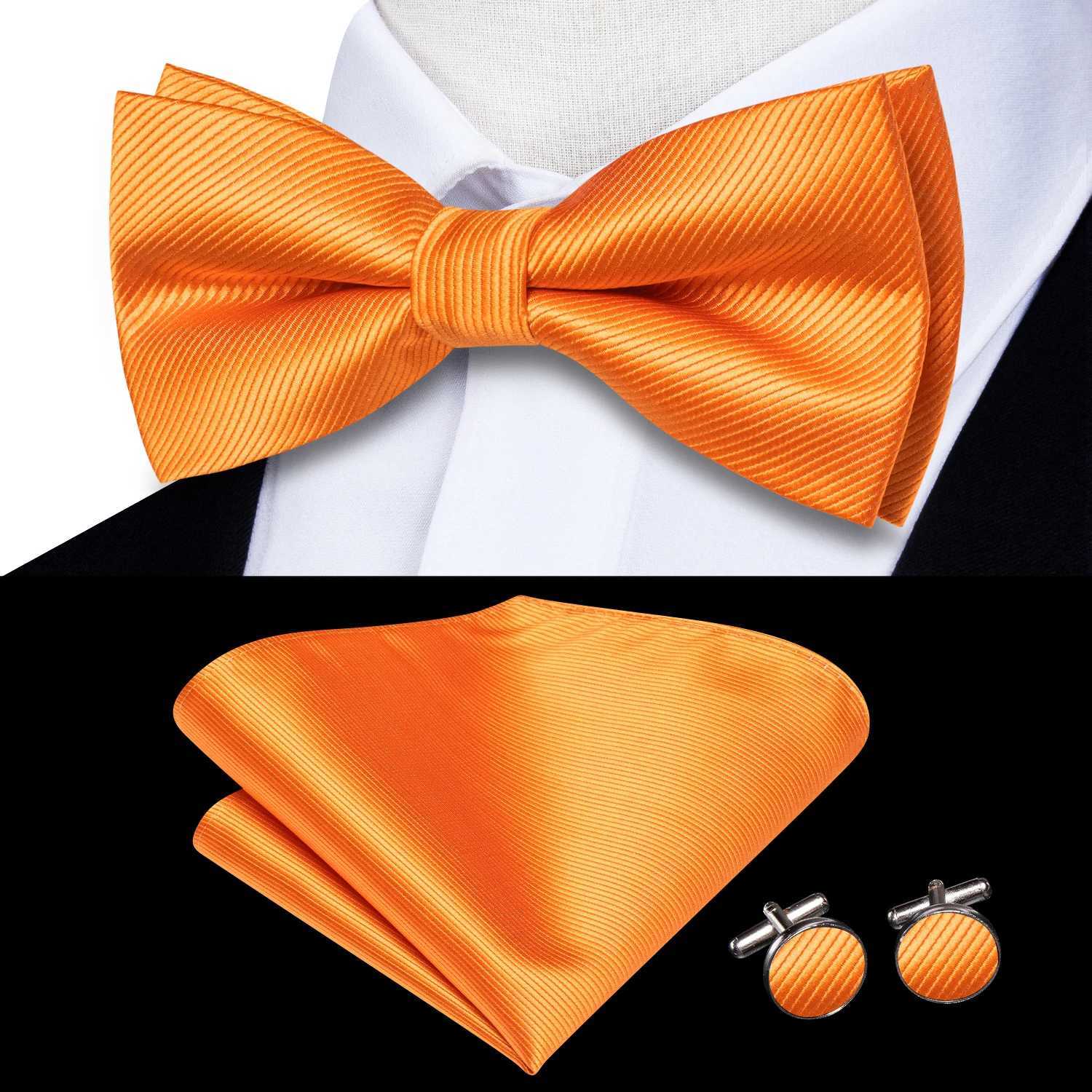 Dropsing solid silk mens tie Hanji cufflink set pre made tie complete set suitable for M wedding Y240925