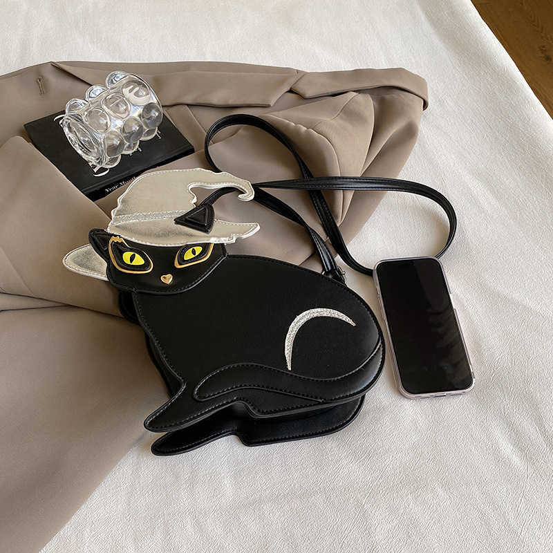 Ins Cute Cat Small Bag Cartoon Girl Same Style Single Shoulder Small Round Bag PU 240915