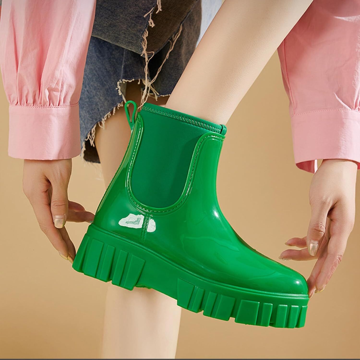 Designer Women's Rain Boots Waterproof Platform Rubber Rain Boots Comfortable Short Shoes Outdoor Work Ankle Garden Boots
