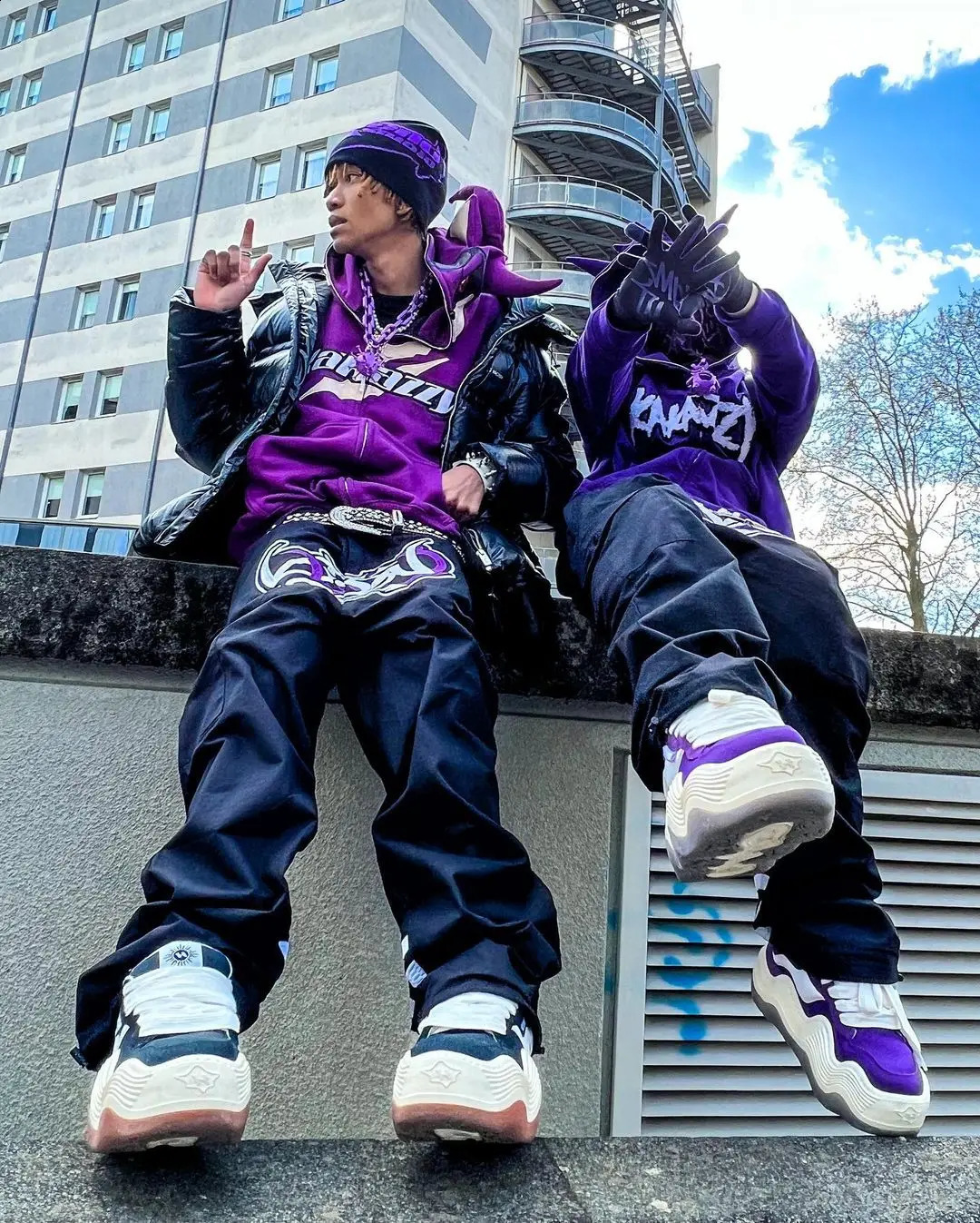 Y2k black multi pocket patch button access control cargo pants mens and womens trendy street loose casual mens clothing 240924