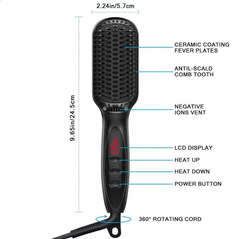 Quick Beard Straightener Hair Straightener Irons Comb Salon Fast Heat Hair Styling Tools Ceramic Hair Straightening Brush 240925