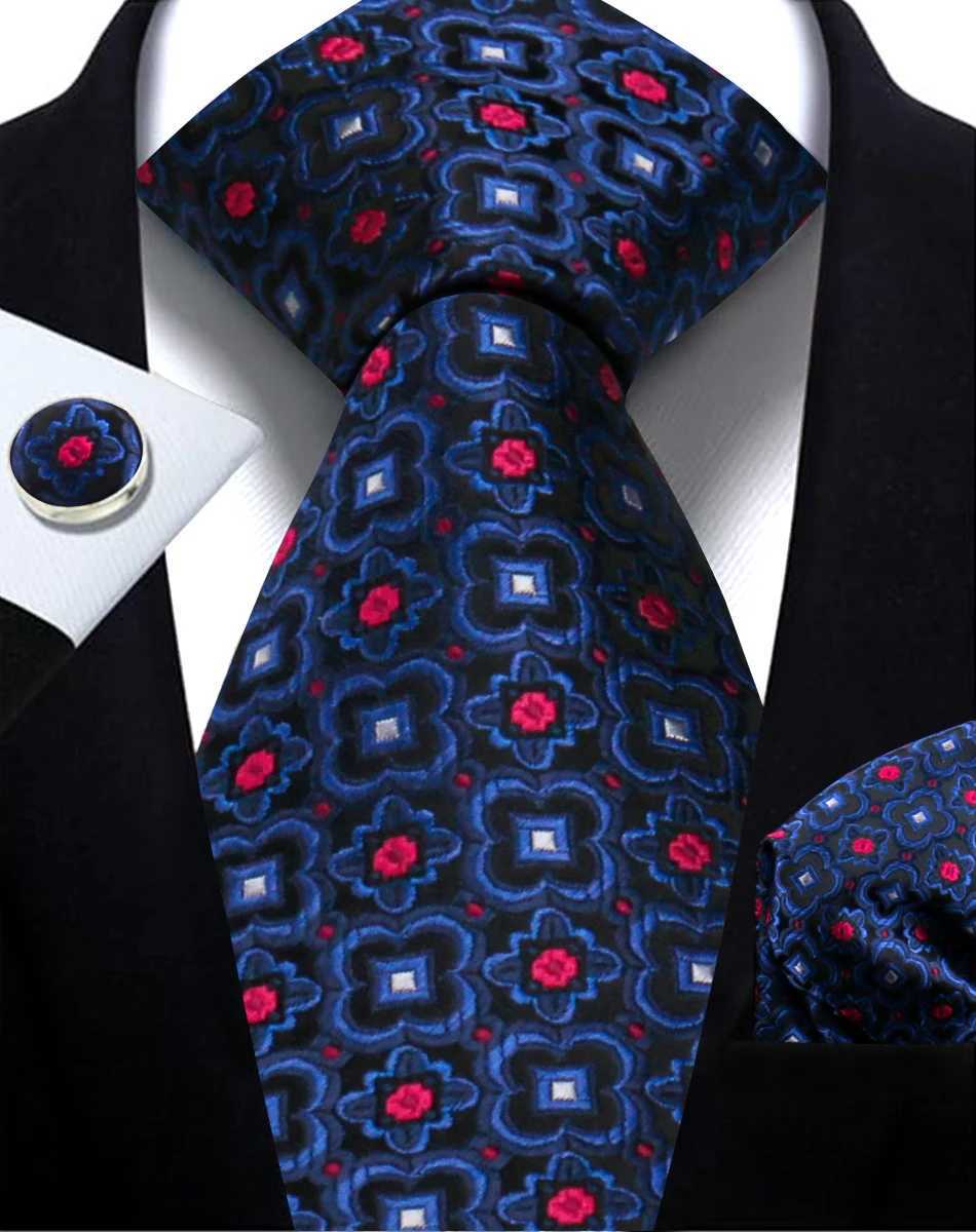 Mens tie Paisley jacquard woven 8cm formal business wedding collar pocket square set tie high-quality handmade Gravata Y240925