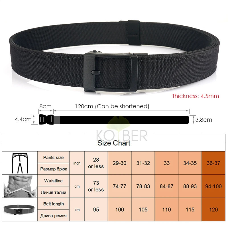 KOLBER mens hard tactical belt with metal automatic buckle military gun belt 1100D nylon outdoor IPSC belt with casual waist belt for men 240925