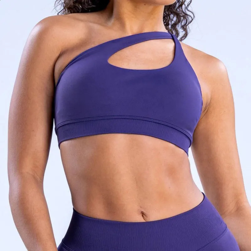NCLAGEN Impact Asymmetric Sports Bra High Support Backless Gym Top Women Halter Fitness Running Workout Sexy Seamless Underwear 240919