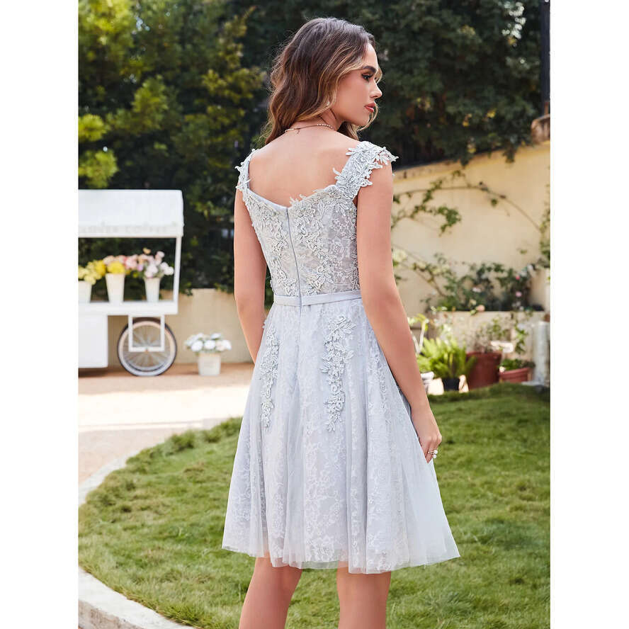 Sier Pink Dusty Stock Lace Tulle Tail Dresses A E Off Shoulder Appliques Beads Short Homecoming Prom Gowns Cps Ppliques