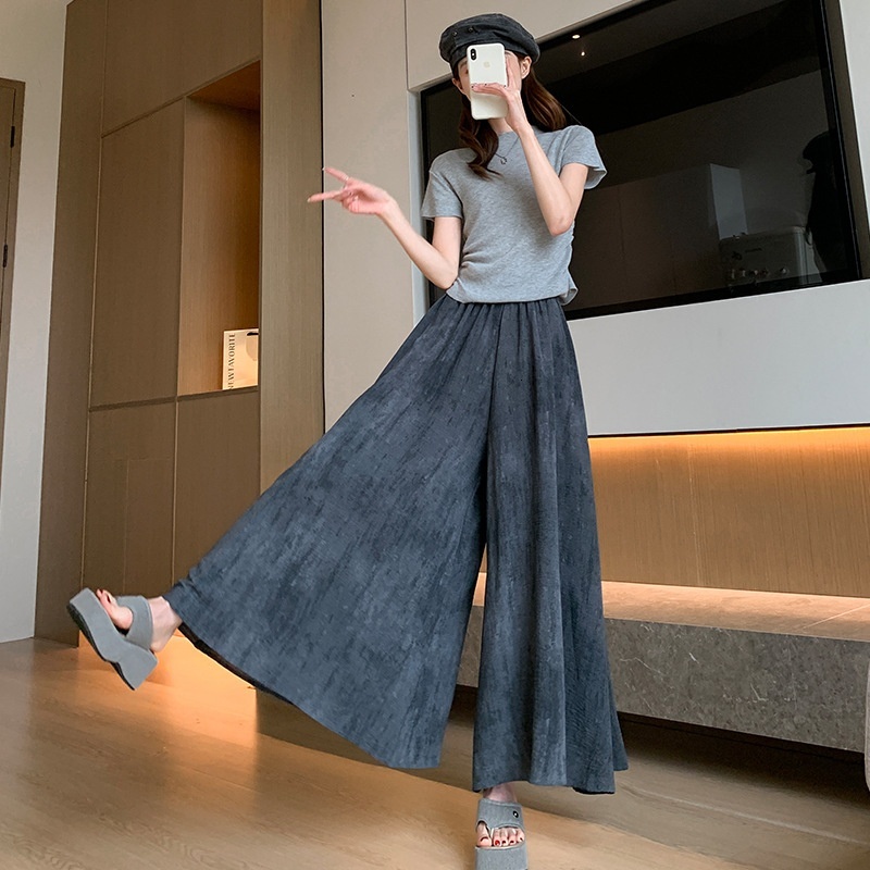 Radish Uncle Ink Tie Dyeing Yamamoto Women's Summer Thin High Waist Loose Casual Ice Silk Wide Leg Skirt Pants