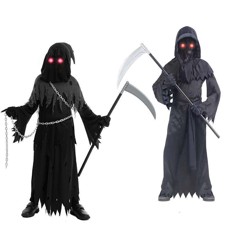 shanshi BAIGE Children's Party Dress Up Cloak Scary for Kids Grim Reaper Halloween Costumes