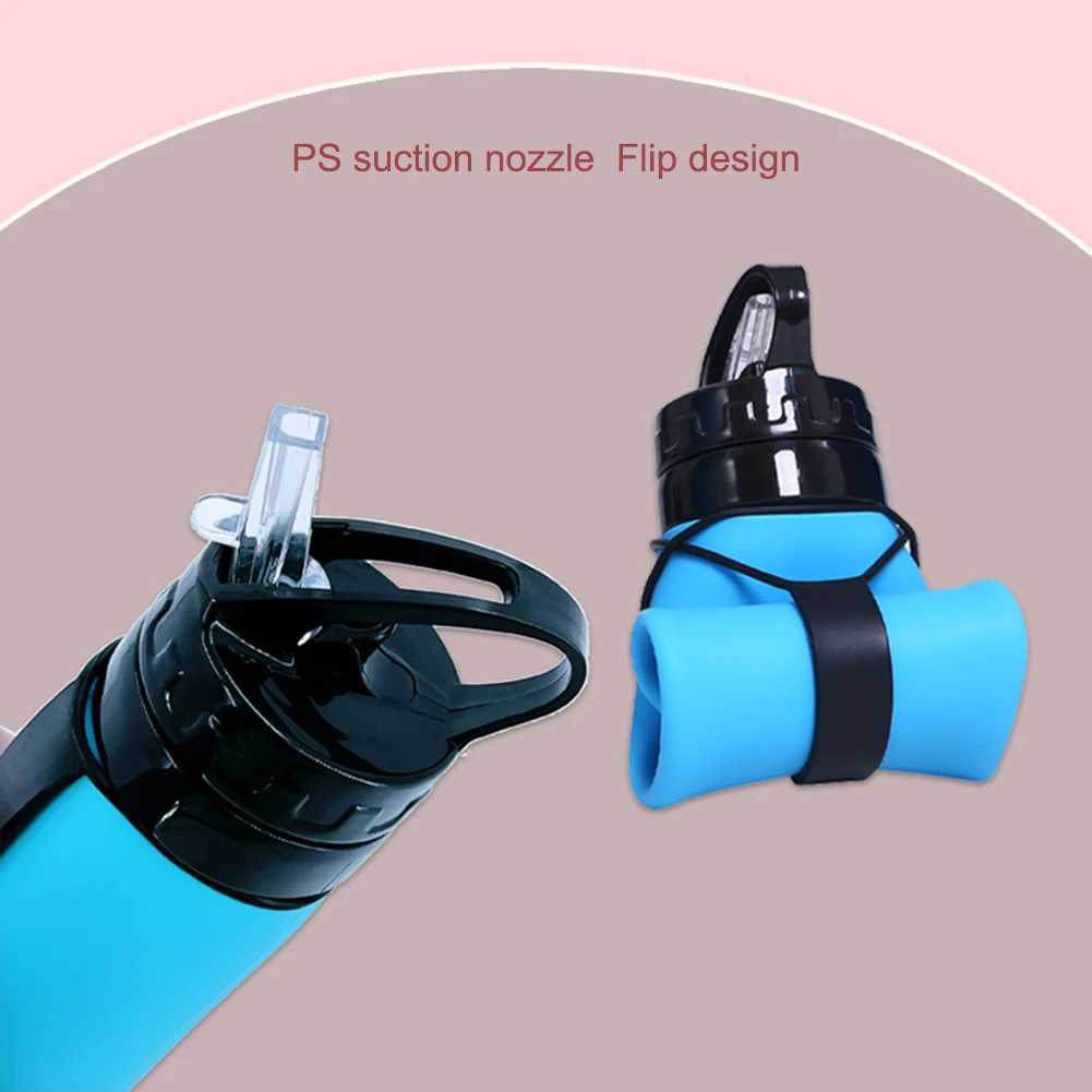 600ml portable water cup lightweight silicone sports bottle reusable foldable detachable with straw outdoor accessories Z260202