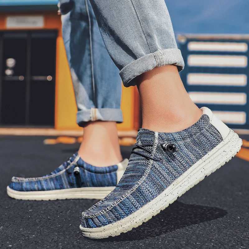 Brand Men Casual Shoes Fashion Denim Canvas Shoes Breathable Men Walking Flat Shoes Outdoor Large Size Light Mens Shoes Loafers M240925