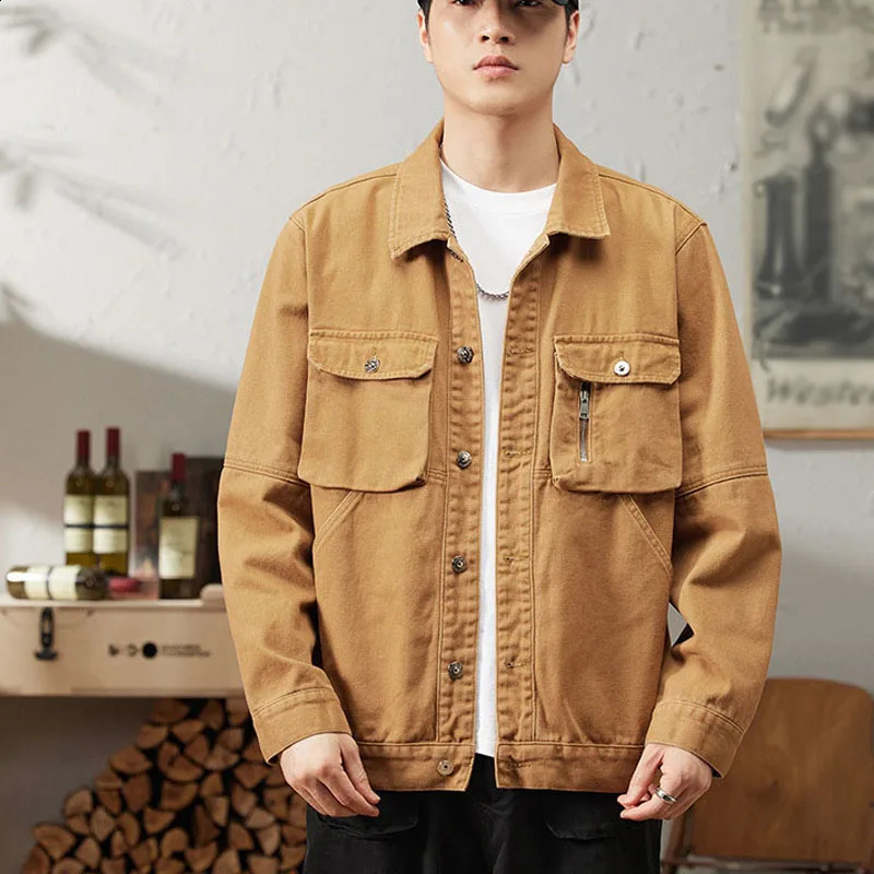 Spring mens oversized retro denim jacket 145kg 240921