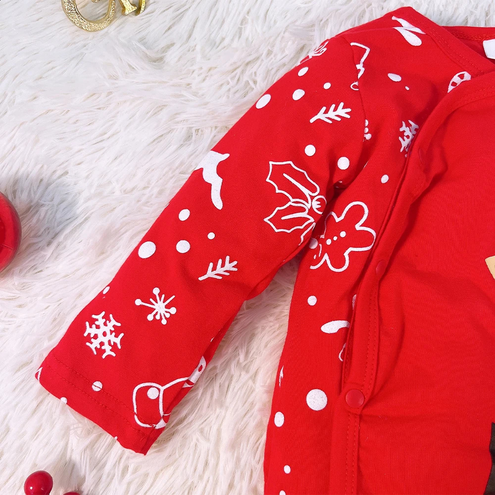Prowow Baby Christmas Costume Boy Cartoon Deer jumpsuit and Santa hat My first Year costume 240925