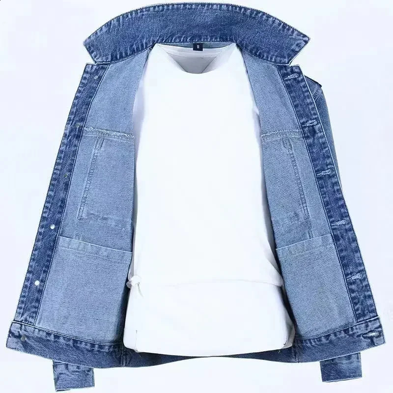 Denim jacket mens cargo jeans Japanese gray coat winter Lxury highquality fashion board G 240921