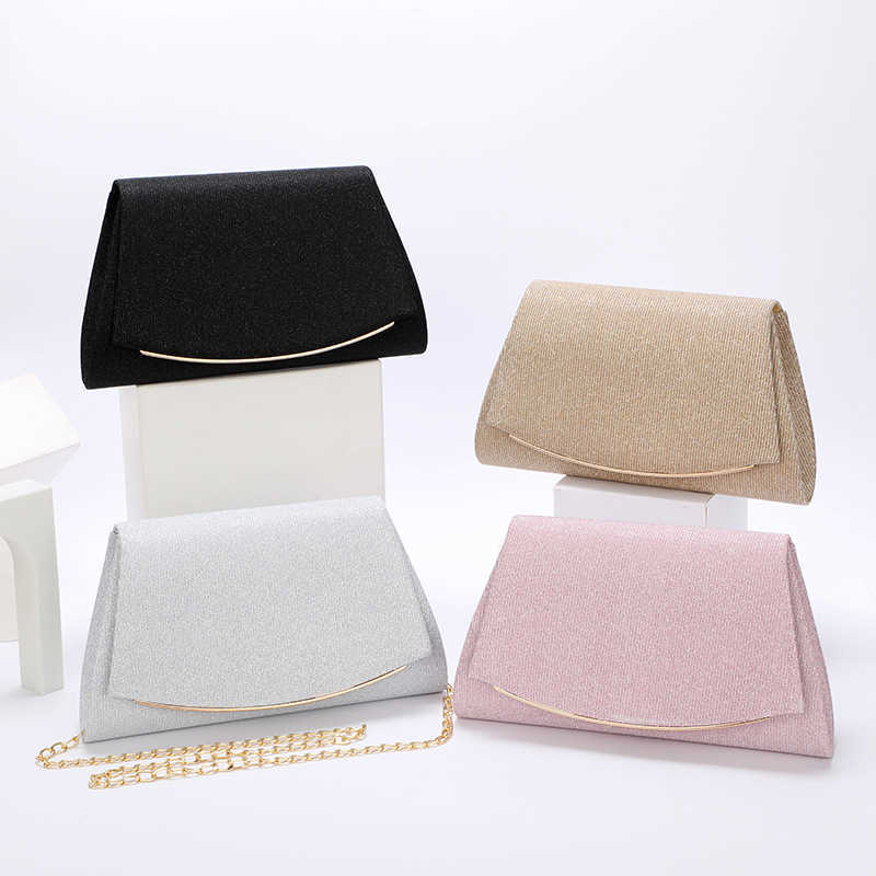 Clutch Bag New Hand Bag Pure Color Designer Bag Simple Party Reflective Shiny Pu One Shoulder Slanting Womens Evening Bag 240920