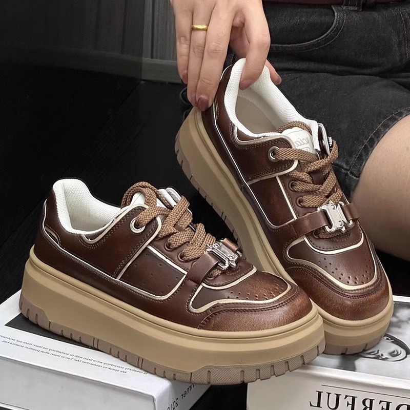 Retro Little White Shoes Women's Fall 2024 New Thick-soled Heightened Casual Sneakers Free shipping
