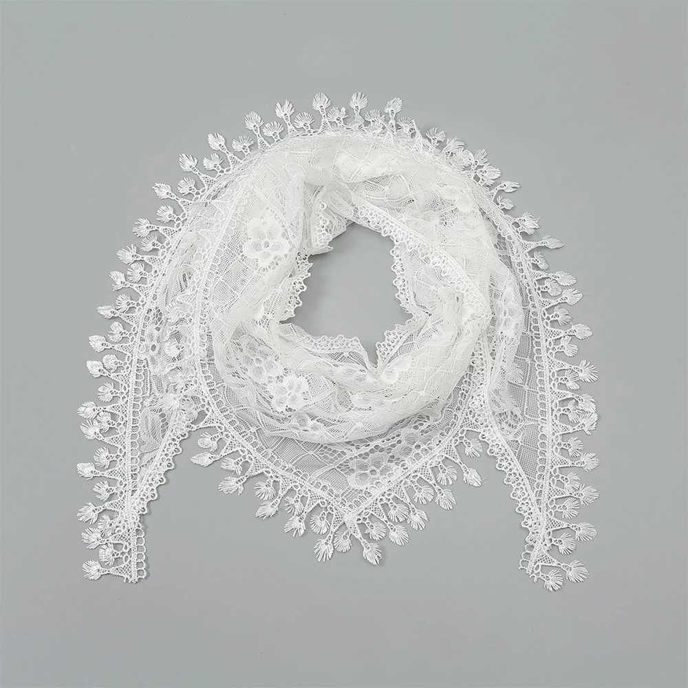 Scarves Wraps Fashion Church Shawl Lace Veil Polyester Scarf Bandana Church Prayer Wedding Mantilla Chapel White Embroidered Hijab Women Scarf L240910