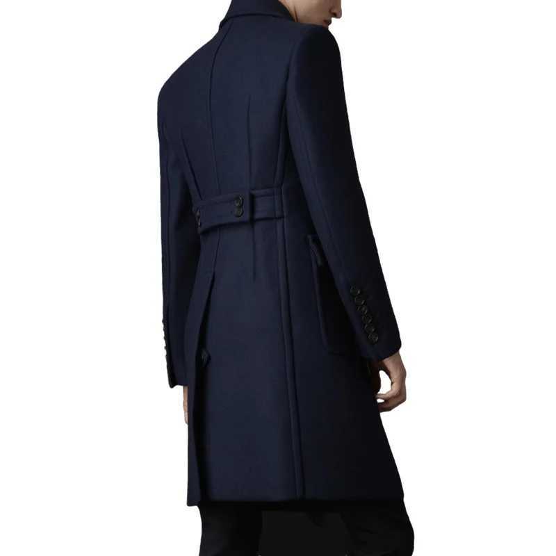 Mens wool coat double chest medium length wool trench coat business size spring autumn winter 4XL W240925