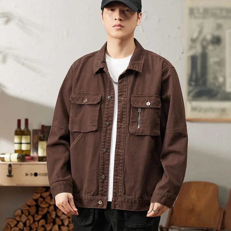 Spring mens oversized retro denim jacket 145kg 240921