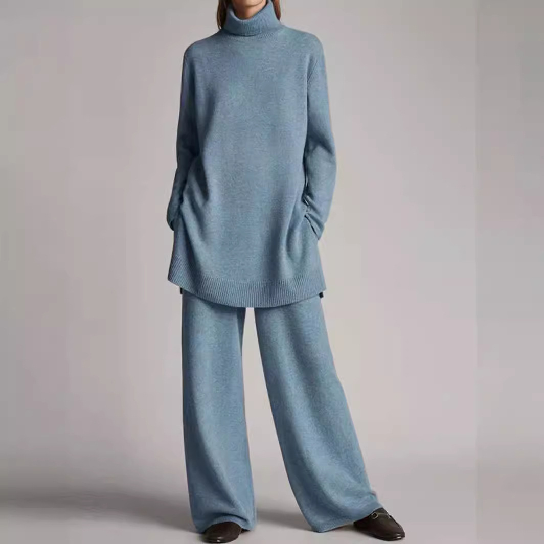 dresses for woman 2024 dresses for woman Spring and Autumn Season New Knitted Solid Color High Neck Loose Casual Two Piece Set dresses