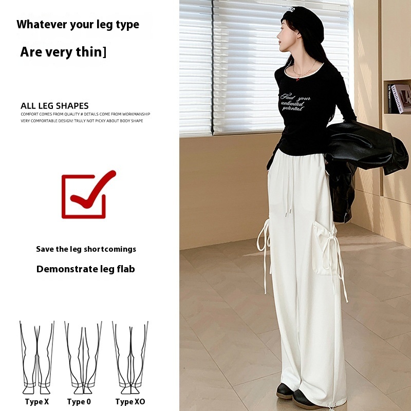 Wide for women in autumn and winter 2024, new high waisted bow design, casual sweatpants, small straight leg sports pants