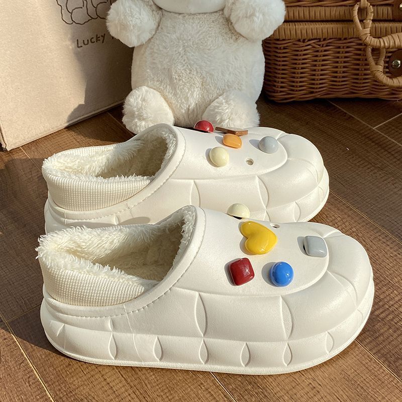 Comfortable Women's Indoor Slippers Soft Cotton Exterior, Fleece Inside, Rubber Soles for Stability