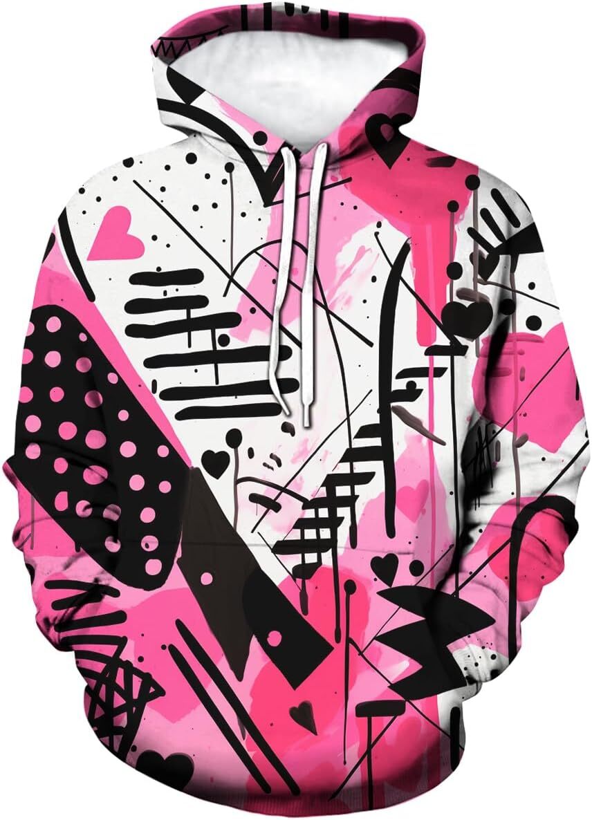 Hoodie for Mens Womens Men Woman Graffiti Hoodies Novelty Print Hoodie Fashion Funny Hip-Hop Pullover Graphic Hoodies sweatshirt Pullover Long Sleeve