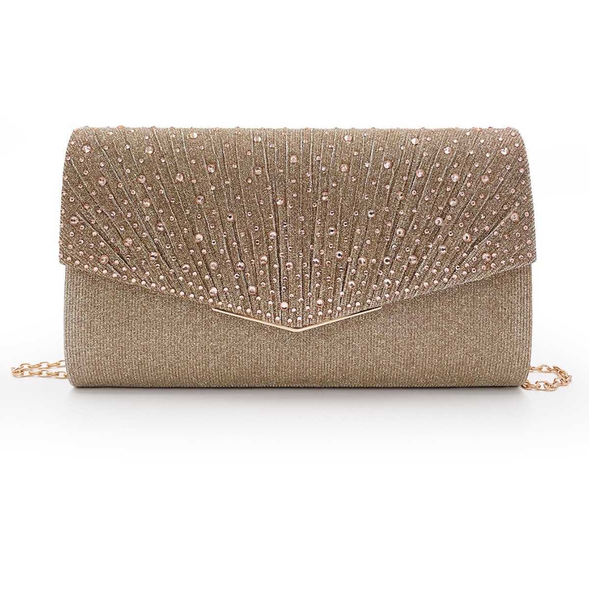 Clutch Bag Ladies Dinner Handbag Wrinkled Diamond Designer Bag Dress Crossbody Bag 240920