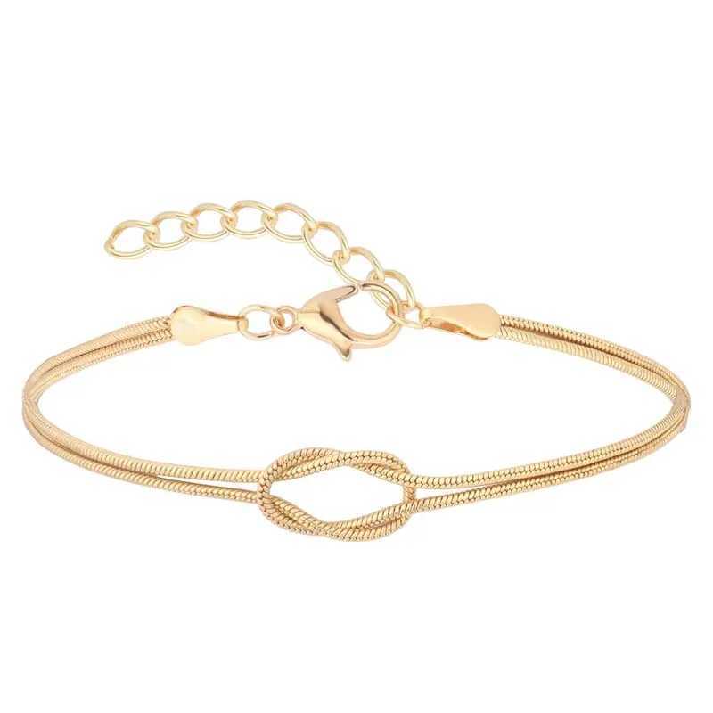 Stainless steel snake chain handmade knot bracelet womens simple gold chain bracelet jewelry Valentines Day W240925