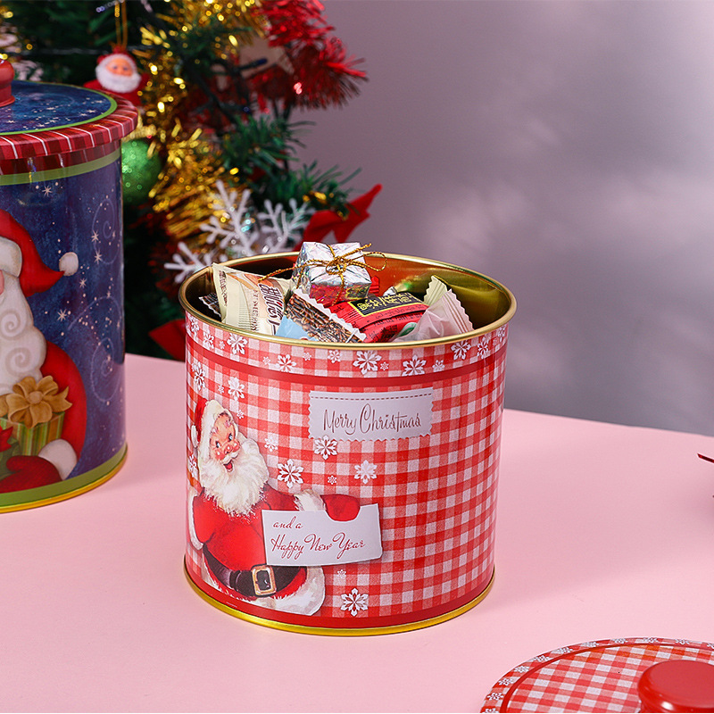 Christmas exquisite pattern two-piece set storage Jar household sundries collection sealed can gift candy packaging box
