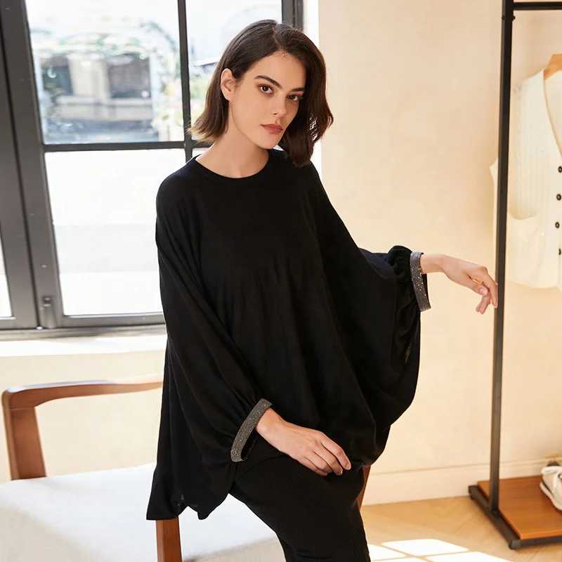 BC-328 oversized clothing 3/80Nm 100% Merino wool batwing sleeve sweater womens loose plus size knitted jumper sweater W240925