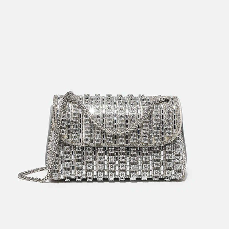 Clutch Bag Banquet Bag For Women New Style Fashionable Diamond Inlaid Small Square Bag Single Shoulder Crossbody Bag Underarm Bag Full Diamond Designe