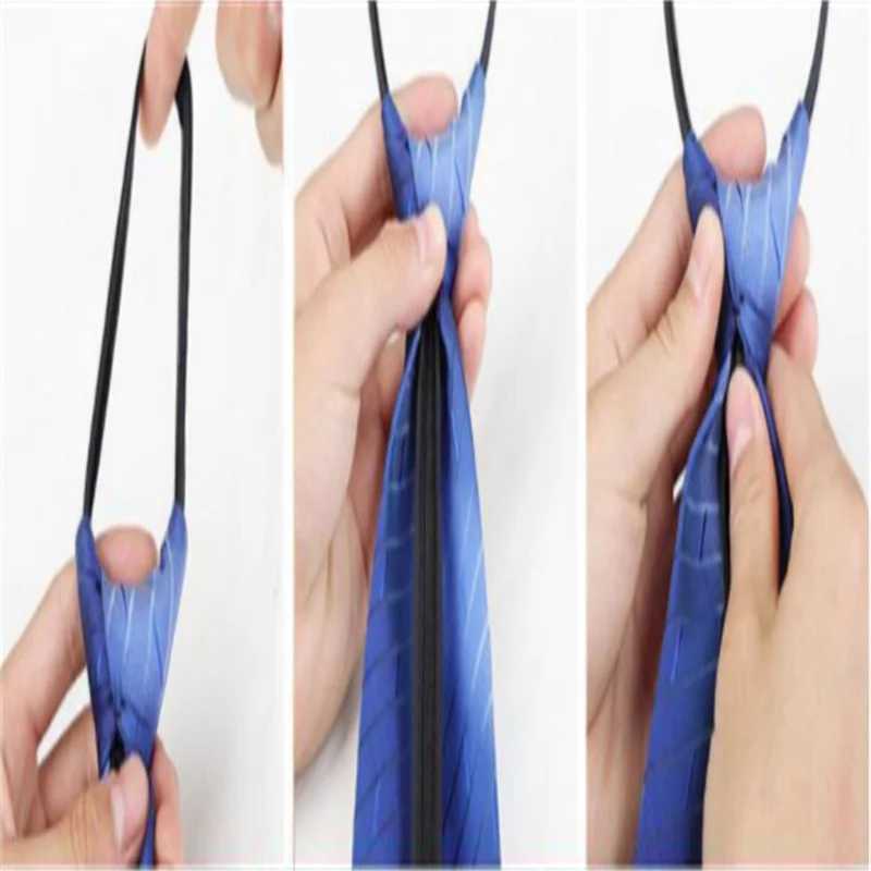 Pre tied zipper tie collar mens tight 5cm zipper collar red black blue solid color ultra-thin entertainment party Y240925