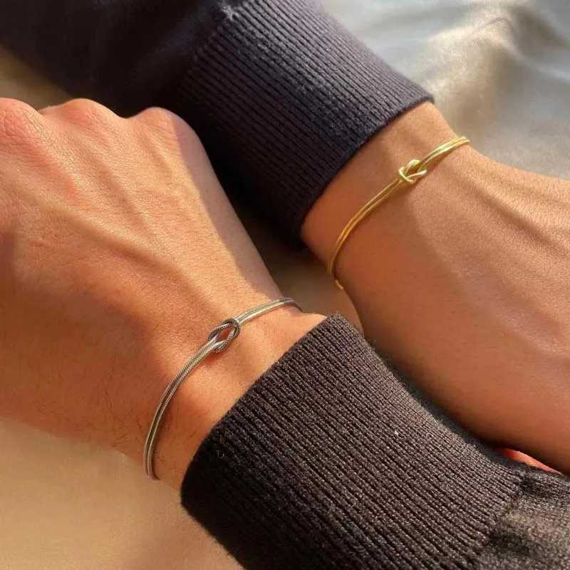 Stainless steel snake chain handmade knot bracelet womens simple gold chain bracelet jewelry Valentines Day W240925