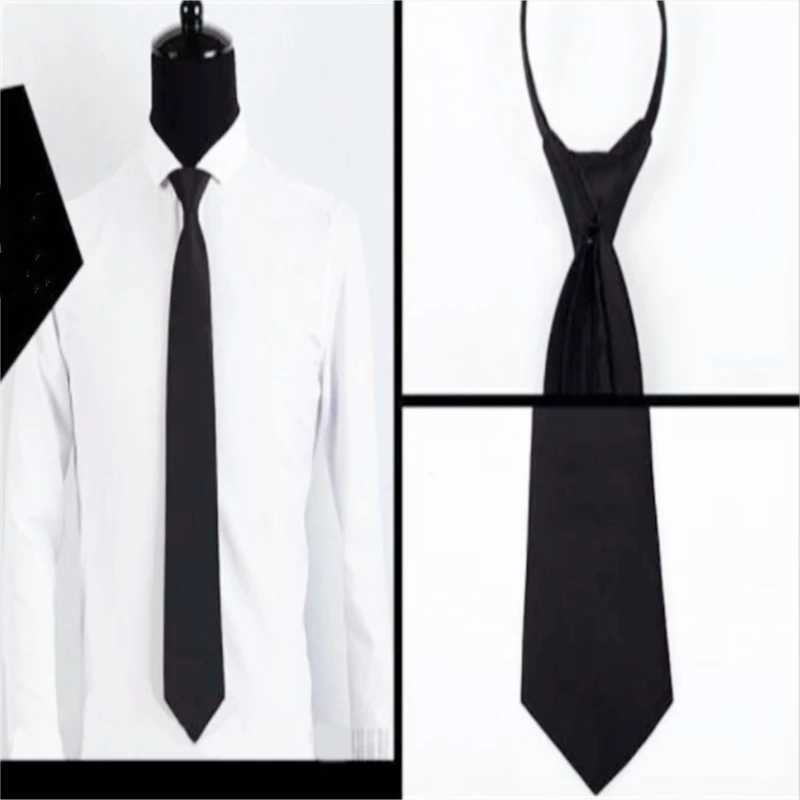 Pre tied zipper tie collar mens tight 5cm zipper collar red black blue solid color ultra-thin entertainment party Y240925