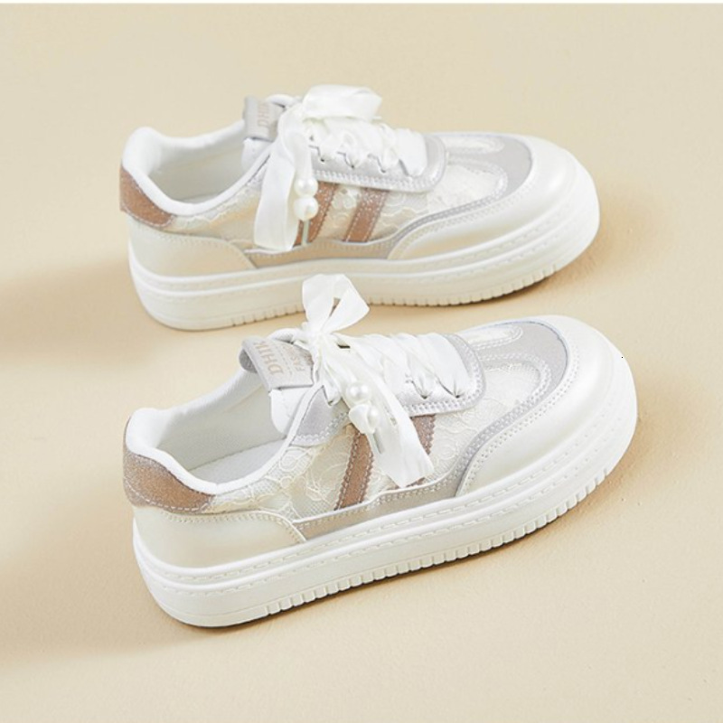 Ddmybear Korean Version Lace Mesh Breathable Small White For 2024 New Thick Versatile Board Soft Sole Women's Shoes Chinese Brand Shoes F926-57