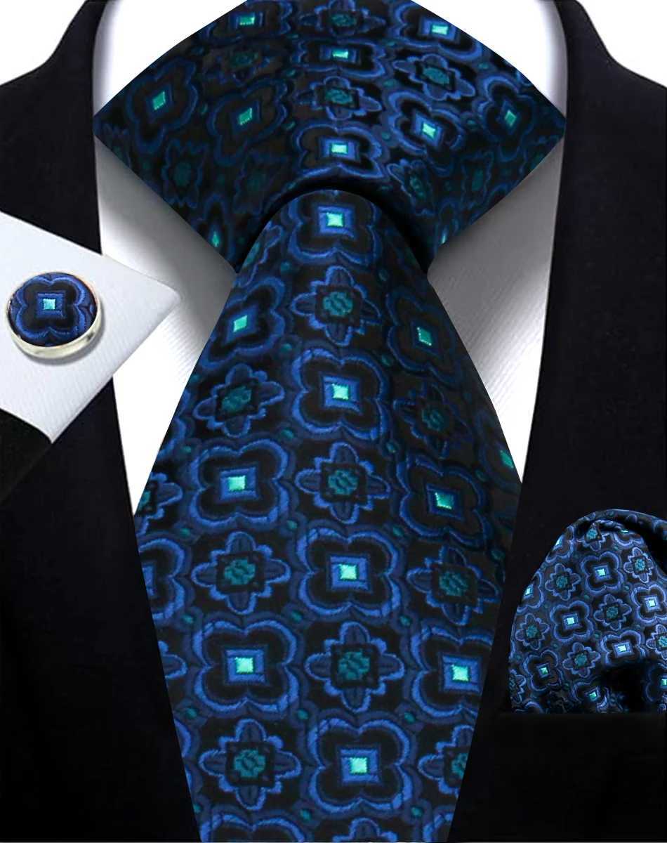 Mens tie Paisley jacquard woven 8cm formal business wedding collar pocket square set tie high-quality handmade Gravata Y240925